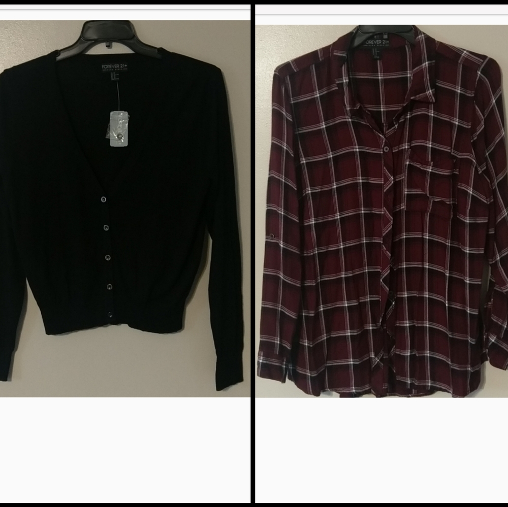 Forever 21+ long sleeve button and Cardigan